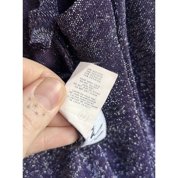 Vintage Y2K All That Jazz Maxi Formal Dress M Purple Glitter Butterfly Prom Slip - Picture 12 of 12